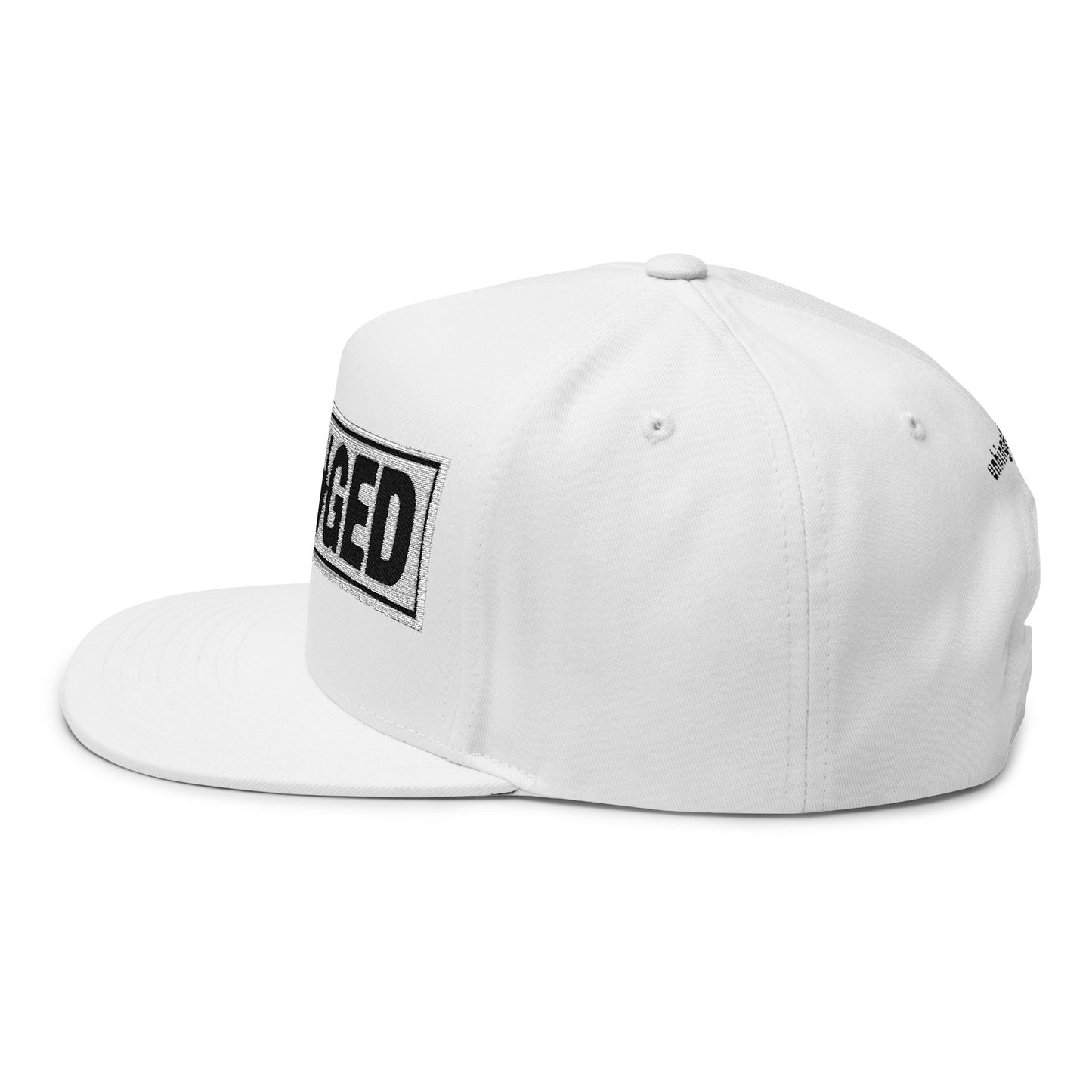 UNHINGED Box Logo Snapback Flat Bill (White)