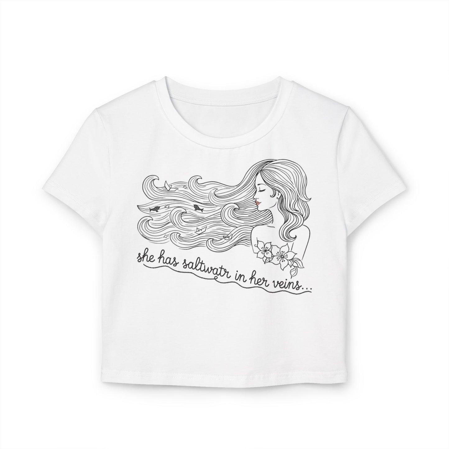 UNHINGED | Island Her Baby Tee — “Saltwater in Her Veins” Crop