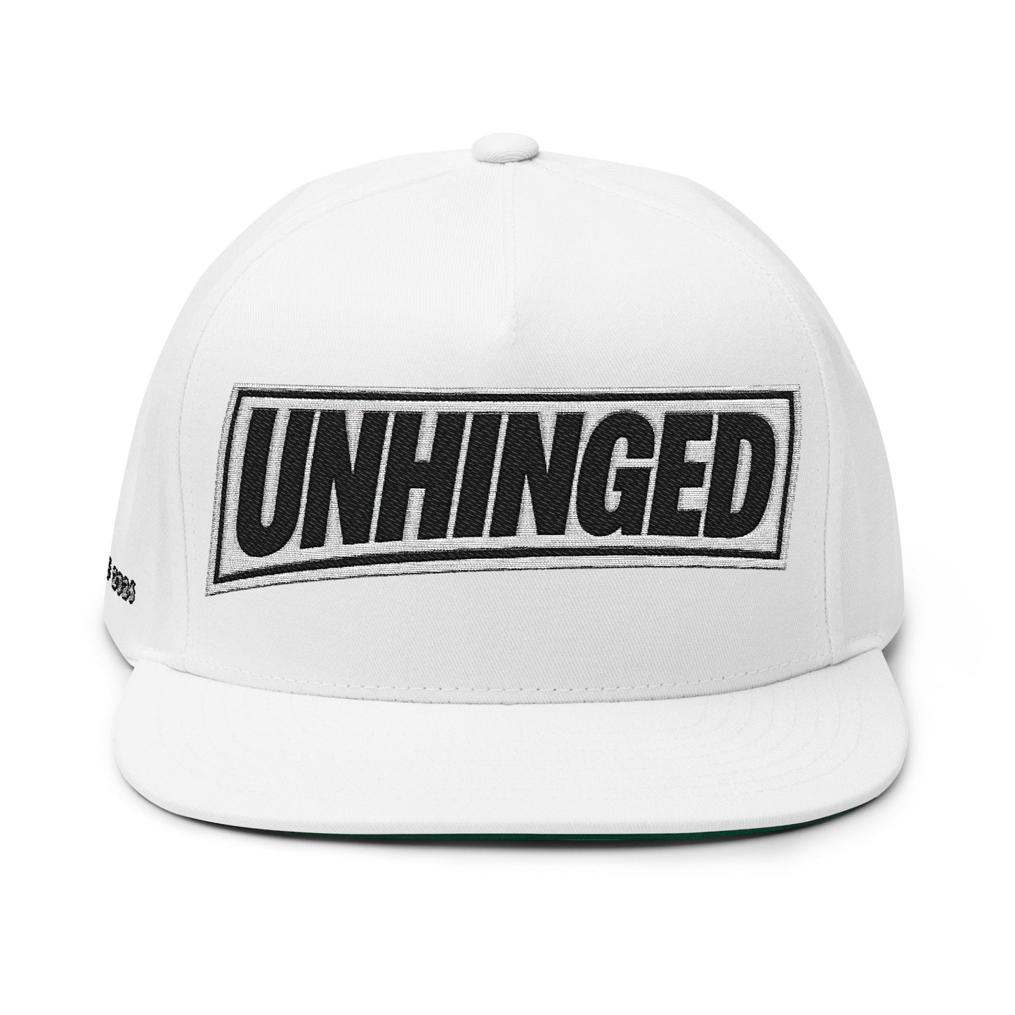 UNHINGED Box Logo Snapback Flat Bill (White)