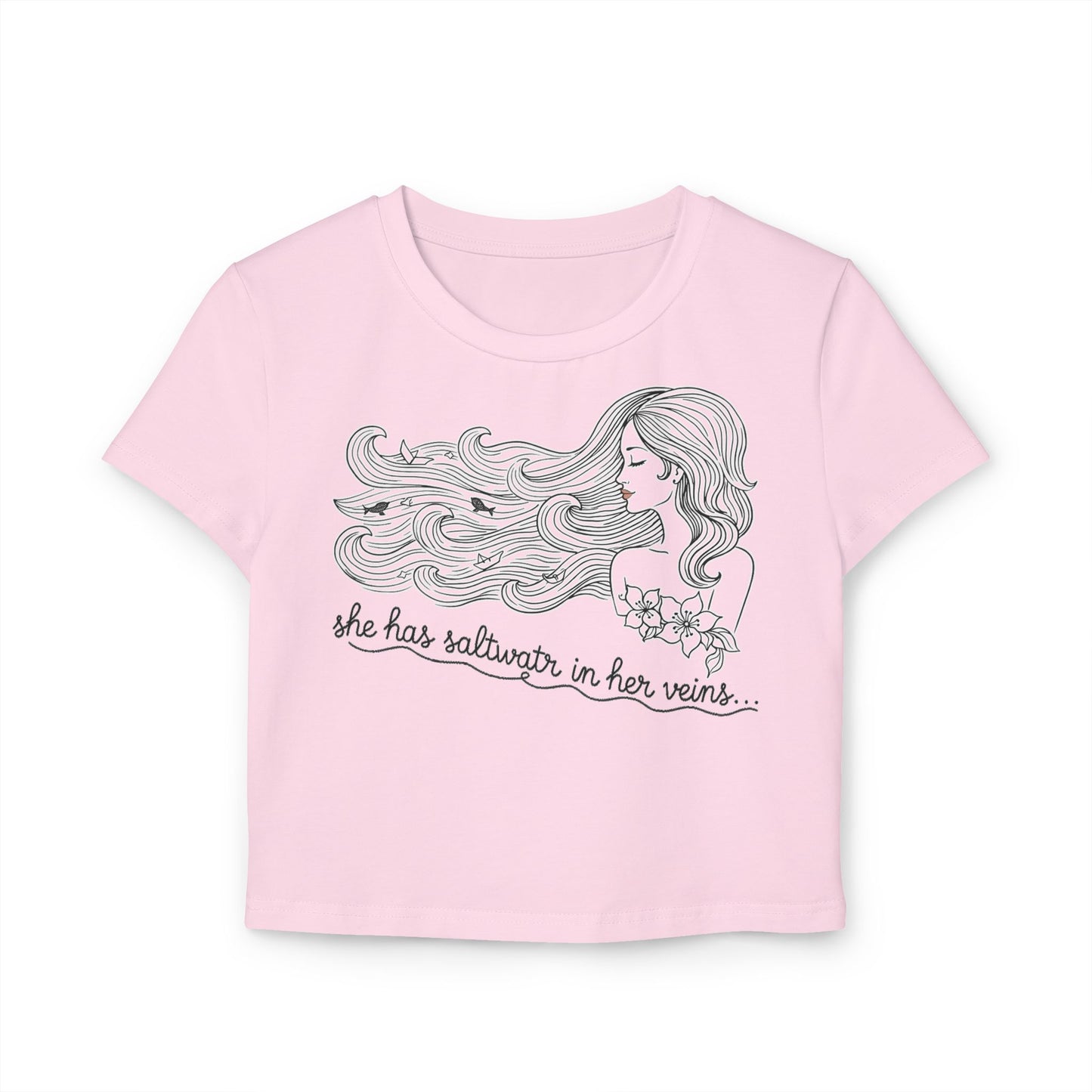 UNHINGED | Island Her Baby Tee — “Saltwater in Her Veins” Crop