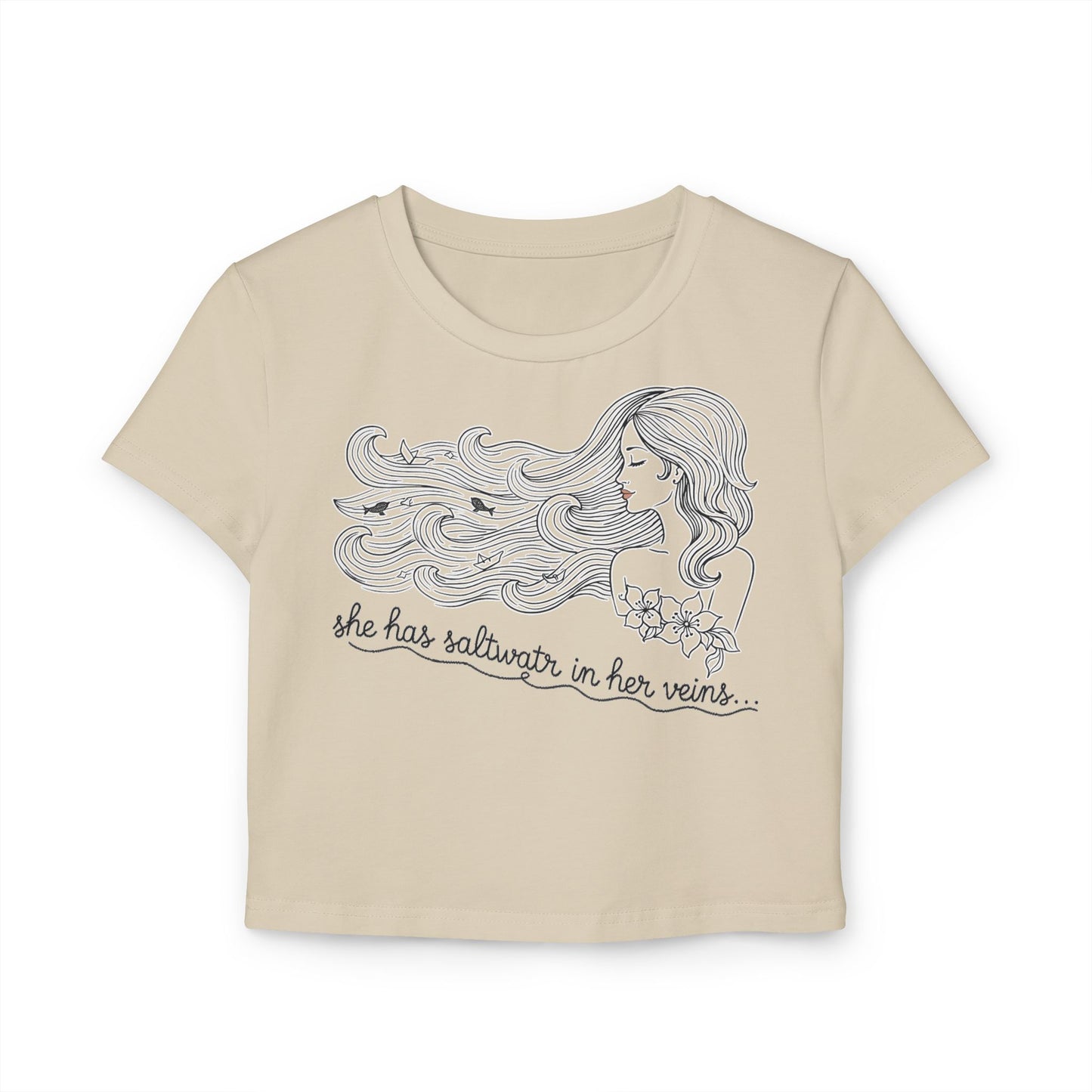 UNHINGED | Island Her Baby Tee — “Saltwater in Her Veins” Crop
