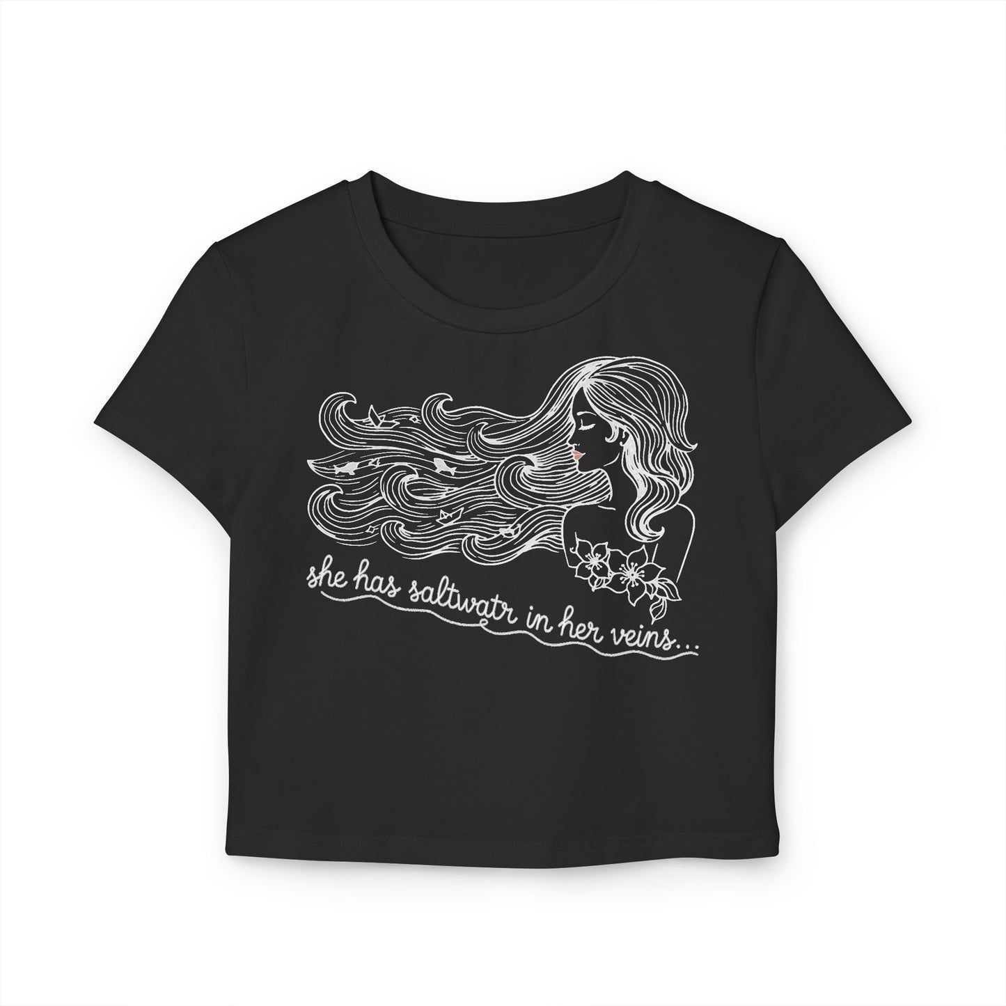 UNHINGED | Island Her Baby Tee — “Saltwater in Her Veins” Crop