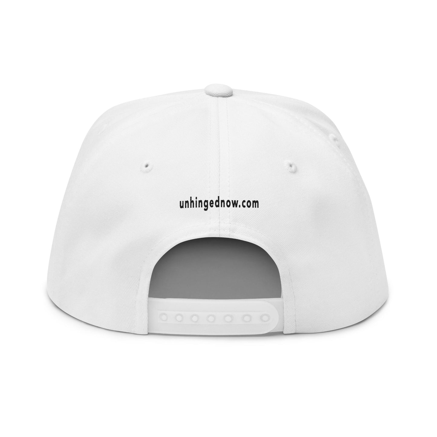 UNHINGED Box Logo Snapback Flat Bill (White)